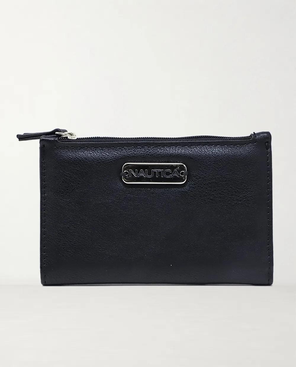 Billetera tipo tarjetero Nautica color negro para mujer