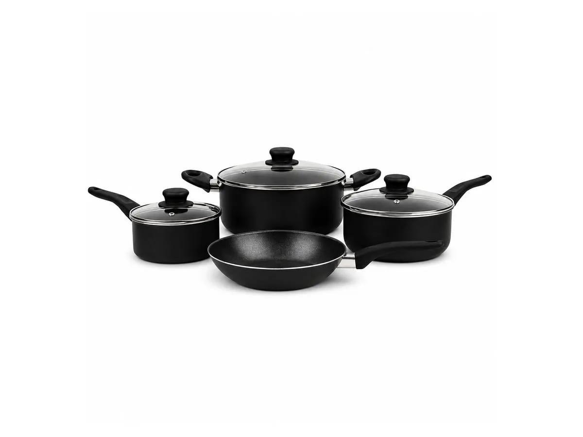 Set de Ollas Mainstays De Cocina Color Negra - 7 Pzas