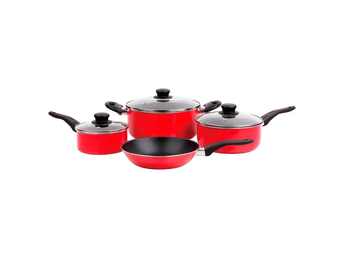 Batería de Cocina Mainstays Color Roja - 7 Piezas