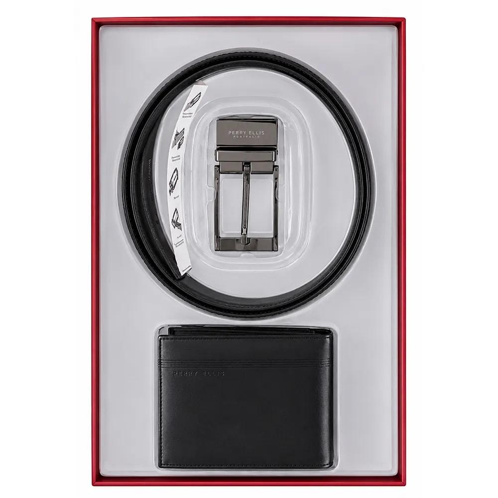 Set de cinturón y billetera Perry Ellis para hombre