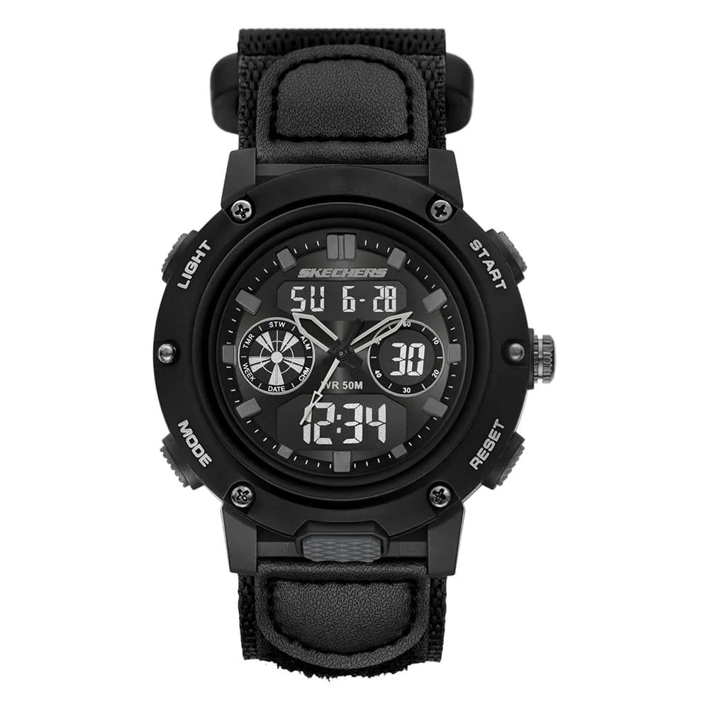 Reloj Skechers análogo digital de tela negro para hombre