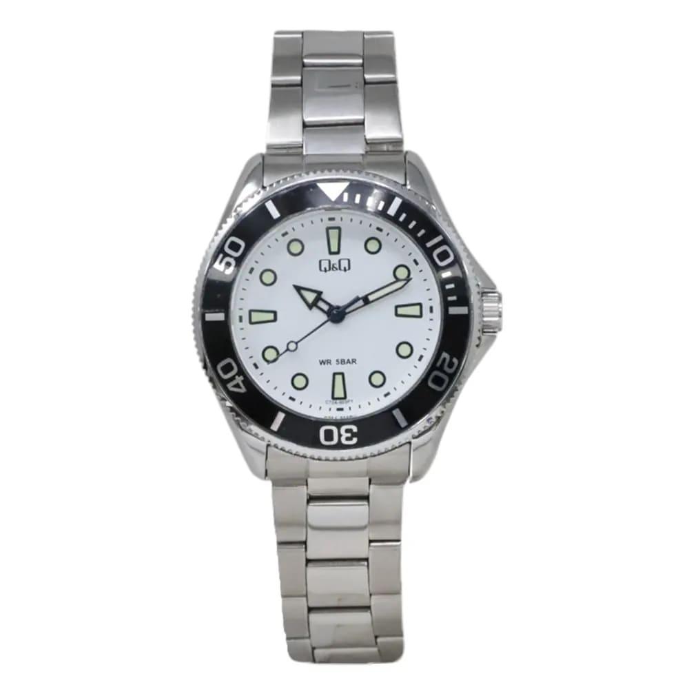 Reloj Q&Q análogo metálico color plateado para hombre