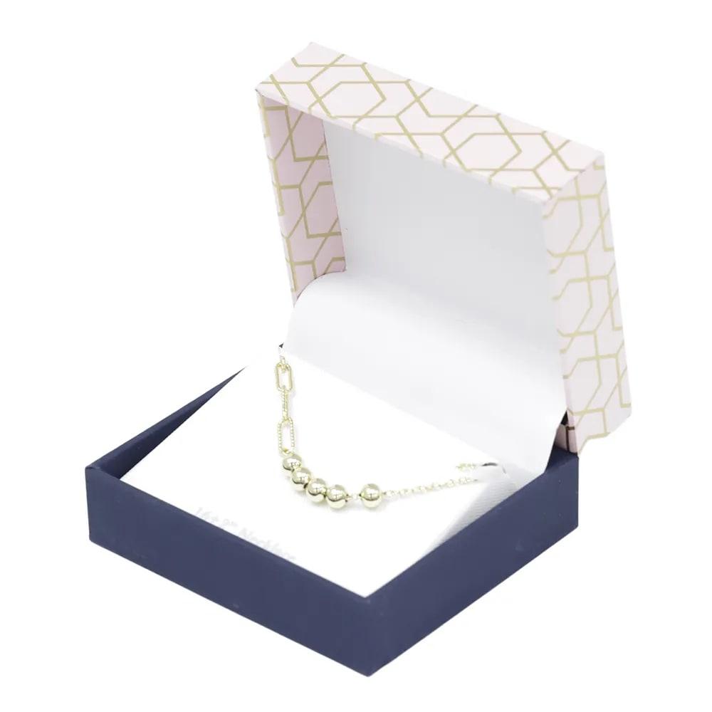 Collar de brass con cadena mixta y esferas en baño de oro 2mm-46 cm