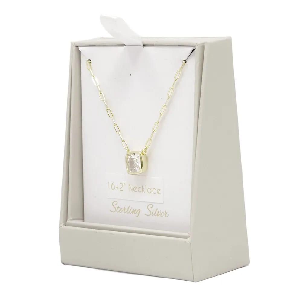 Collar con dije de plata en baño de oro 1 mm-46 cm para mujer