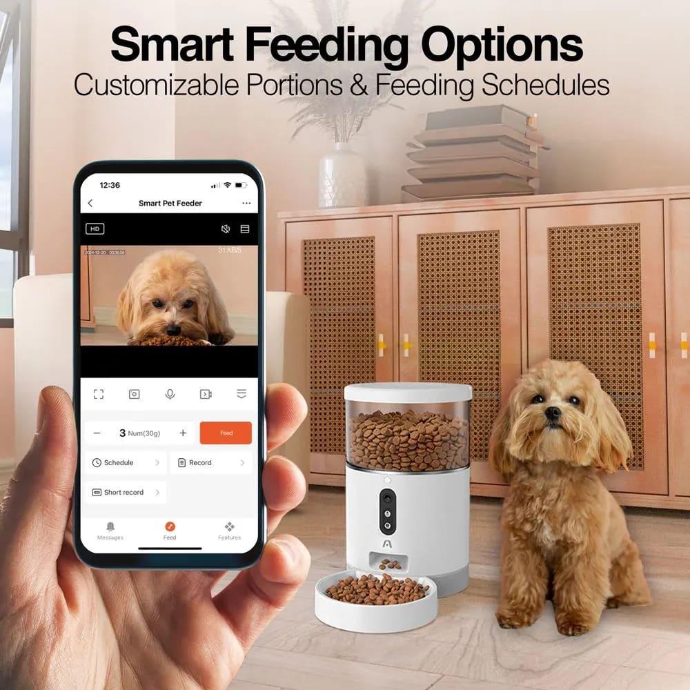 Dispensador Inteligente de Comida para Mascotas con Cámara WiFi
