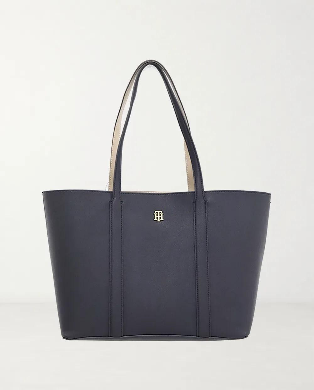 Cartera tote tommy hilfiger mabel ii color negro/cafe para mujer