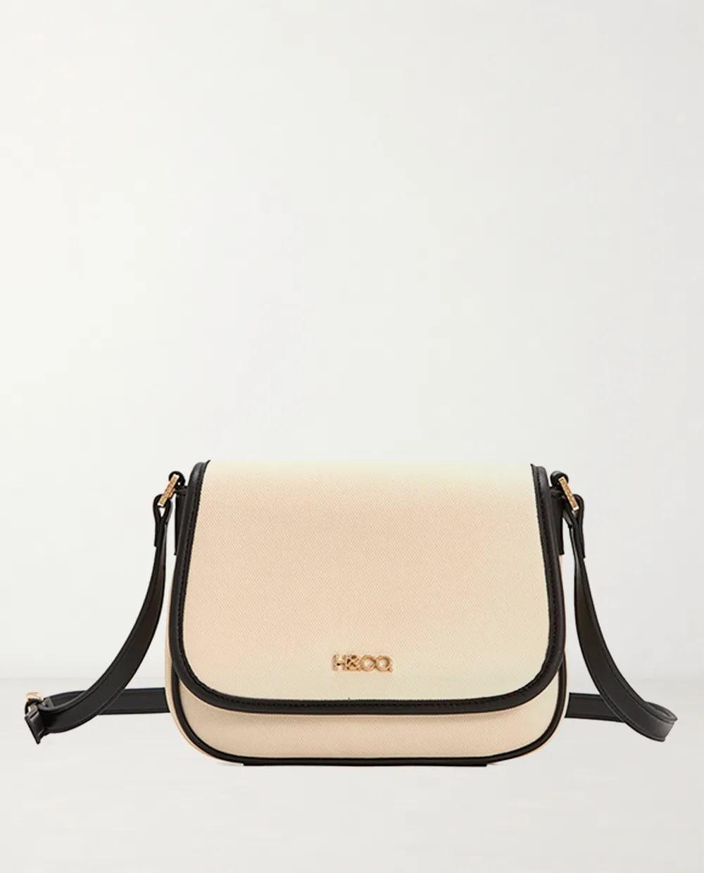 Cartera crossbody H&Co beige/negro