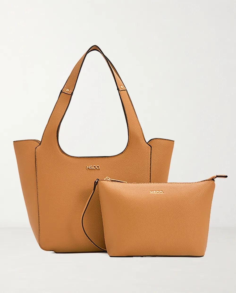 Set tote+crossbody H&Co Eudora color café (camel) para mujer