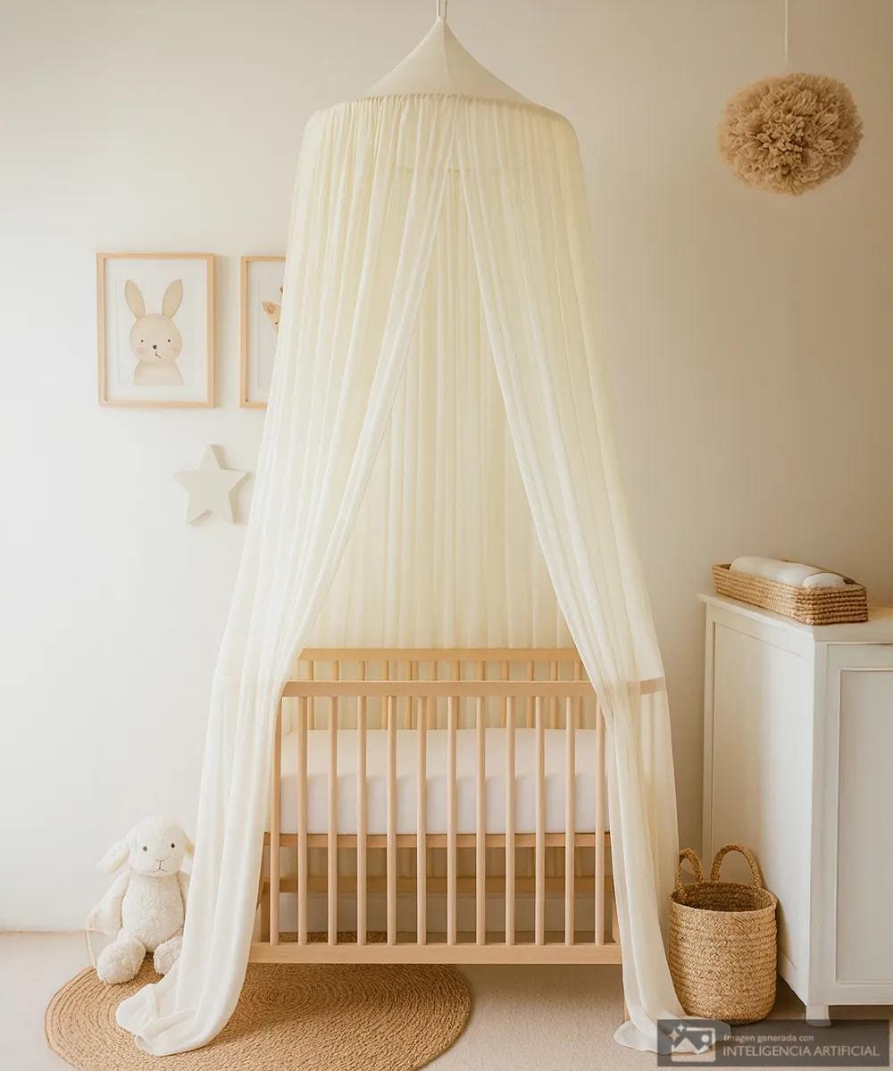 Mosquitero premium básico con tela tull mesh color ivory